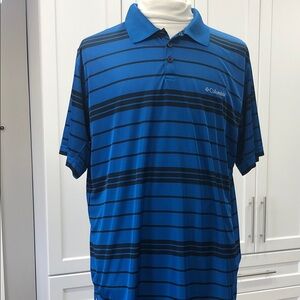 ⛳️Columbia Men’s Omni-Shade Polo Shirt – Size XXL – Blue/Black Stripe
